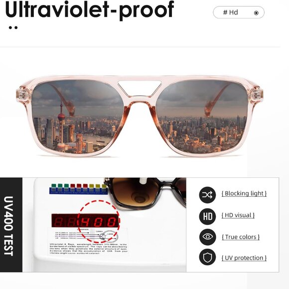 Sunglasses Womens Men Trendy Retro Sun Glasses Rectangle Frame Shades K1649 - Picture 6 of 6